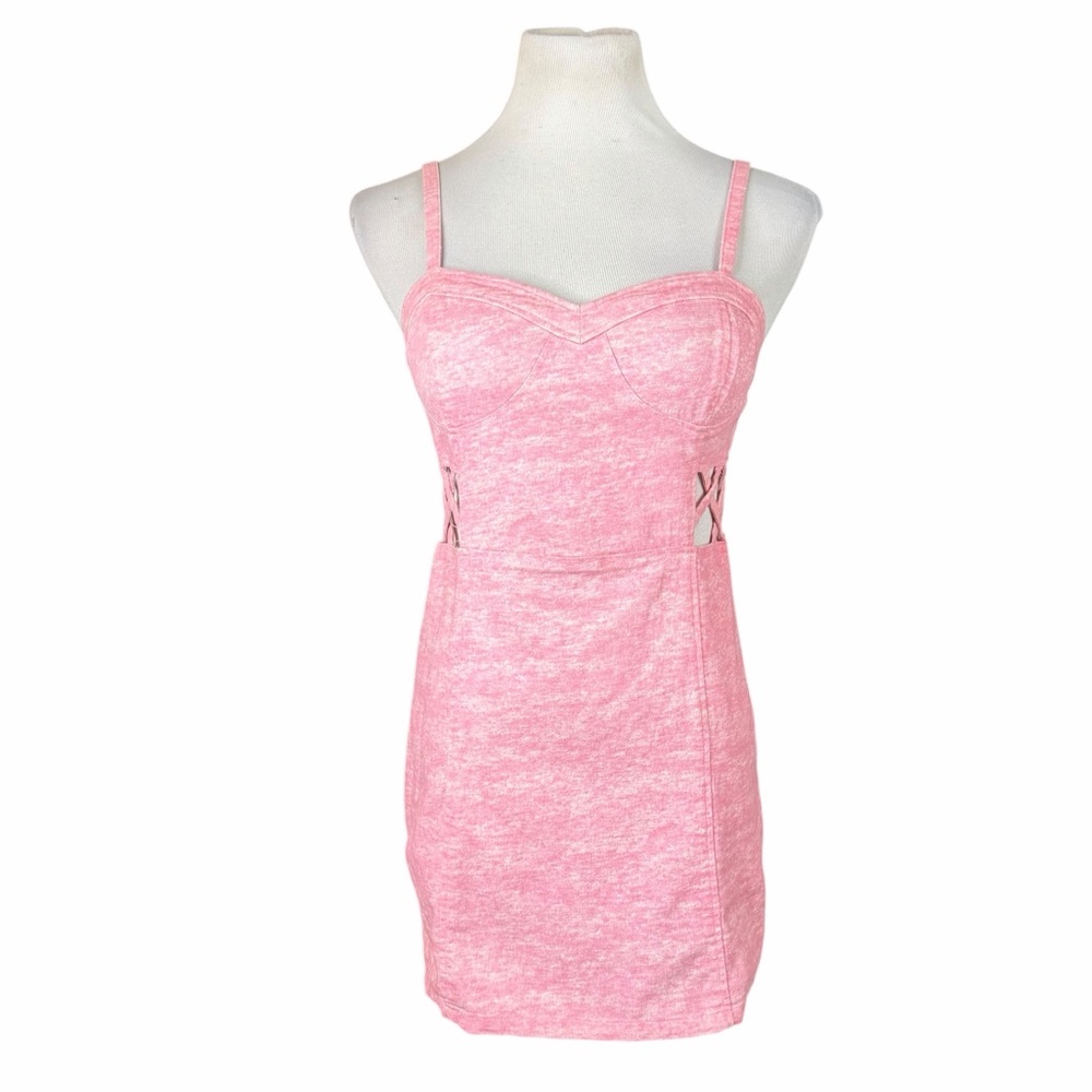 DO+BE Bubblegum Pink 100% Cotton Sweetheart Sleeveless Cutout Mini Dress - M